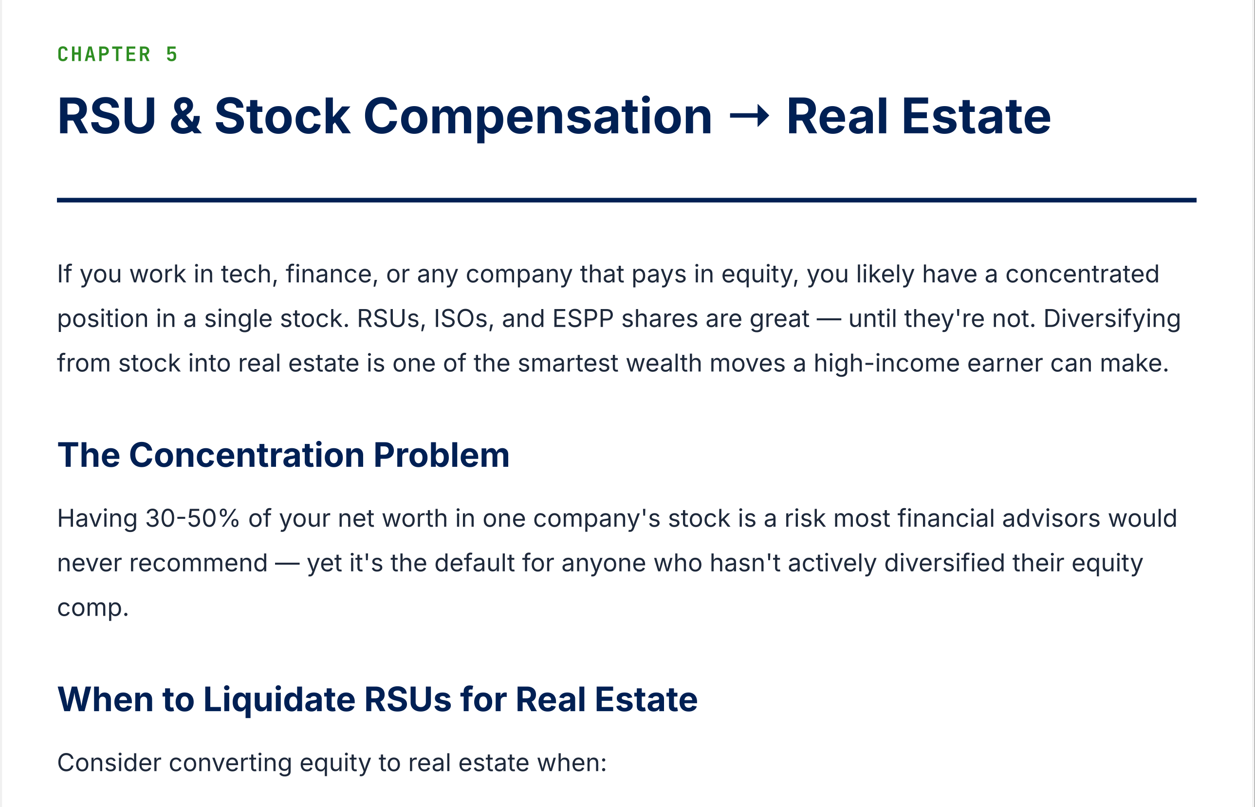 RSU & Stock Compensation to Real Estate